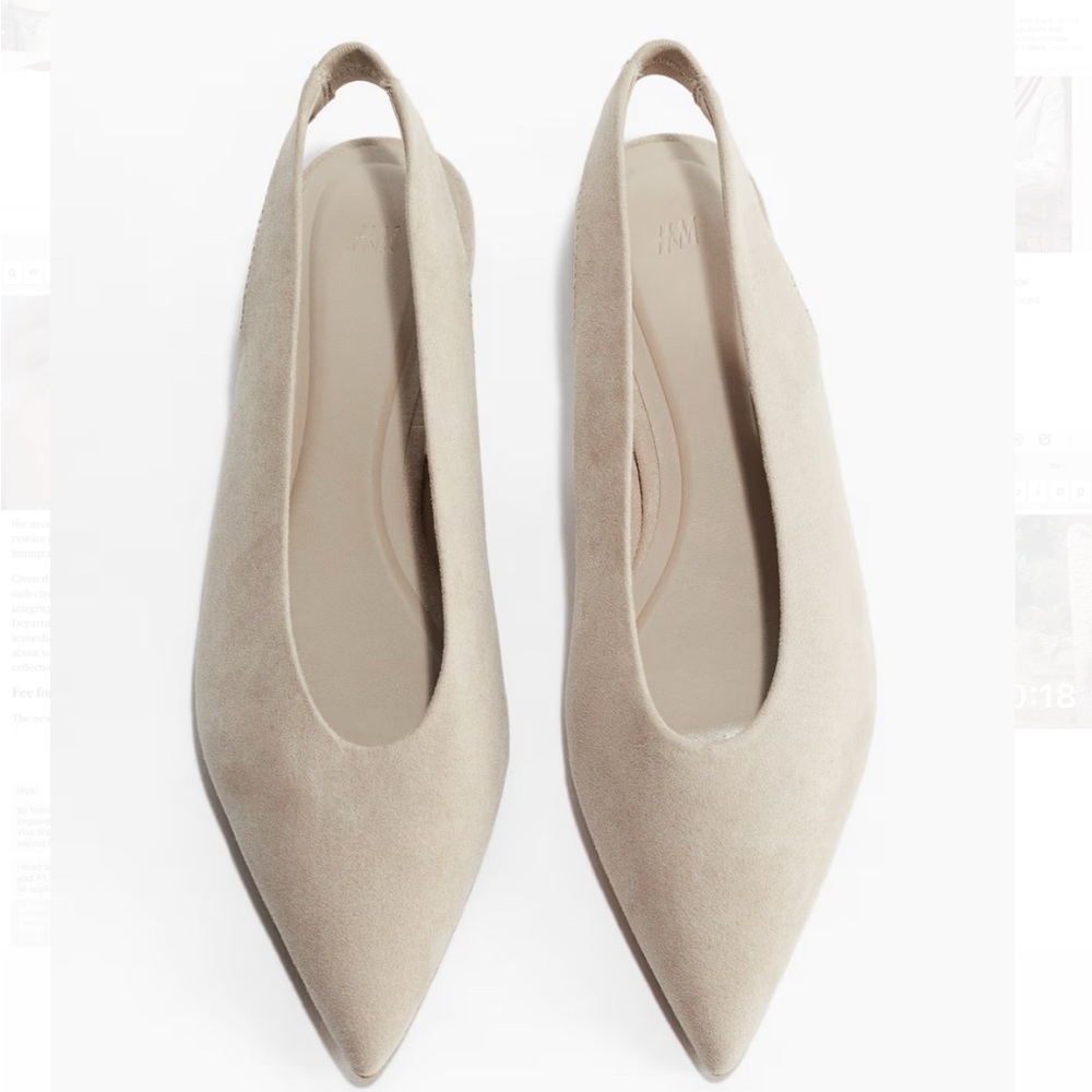 H&M Cream Pointed-Toe Flats Minimalist Design